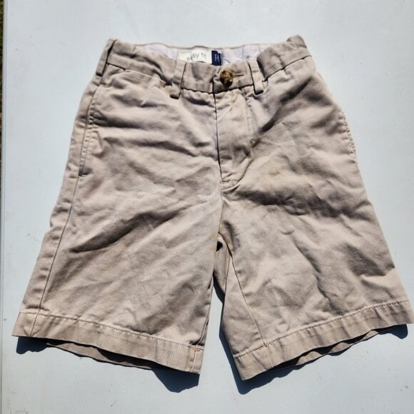 Gap Kids Uniform Flat Front Shorts Size 7 Slim Khaki 100% Cotton Easy Fit - Picture 2 of 9